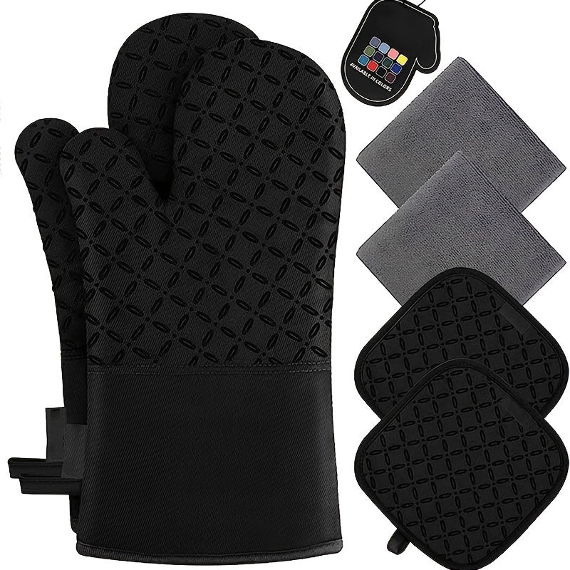 6-Piece Oven Mitts & Pot Holders Set – Heat Resistant Cooking Gloves