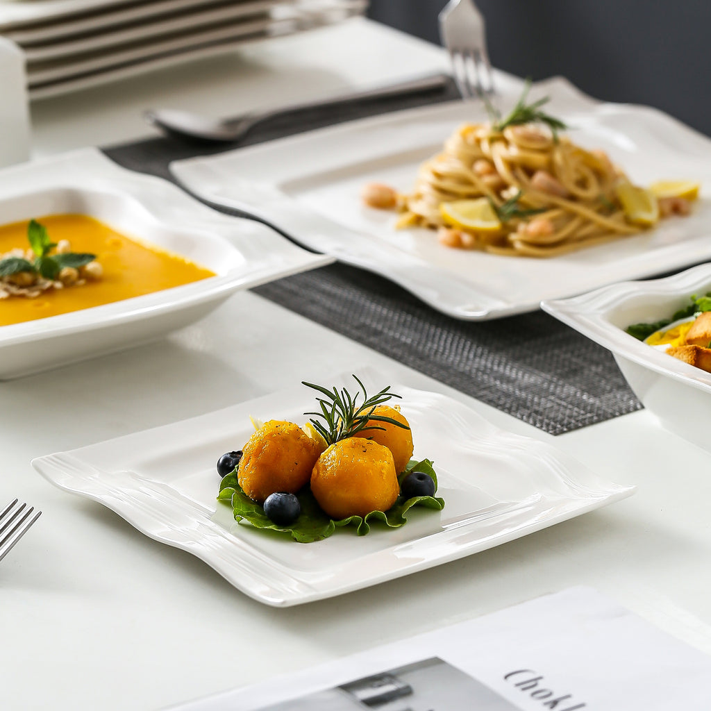 Square-Shaped  Porcelain Dinnerware Set -  28 PCs