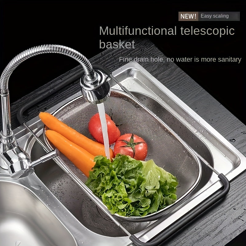 Stainless Steel Sink Colander & Adjustable Drain Basket
