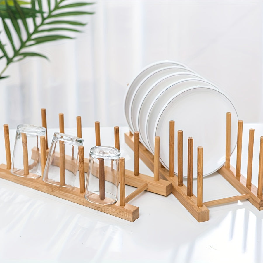 Bamboo Wooden Plate Rack