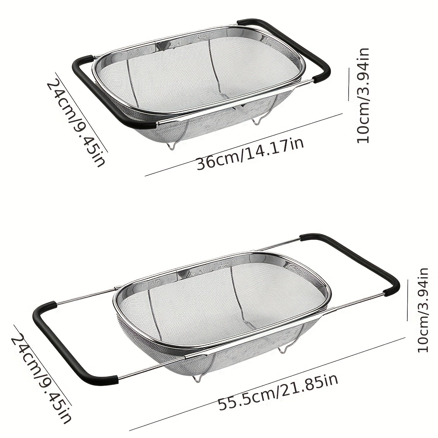Stainless Steel Sink Colander & Adjustable Drain Basket