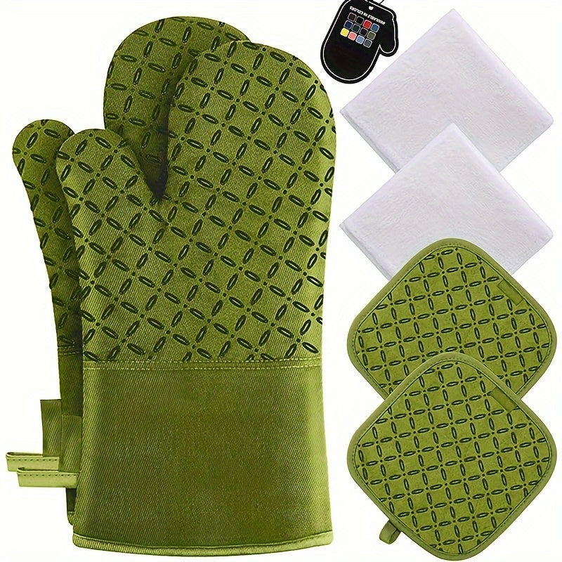 6-Piece Oven Mitts & Pot Holders Set – Heat Resistant Cooking Gloves