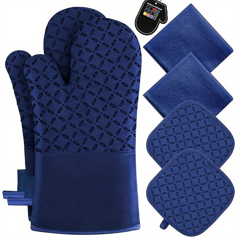 6-Piece Oven Mitts & Pot Holders Set – Heat Resistant Cooking Gloves