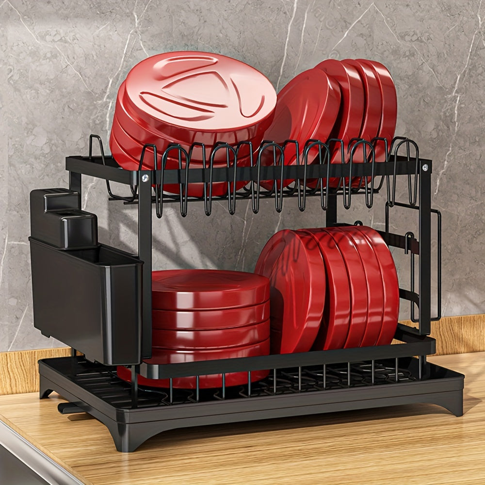 2-Tier Dish Drying Rack with Drainboard