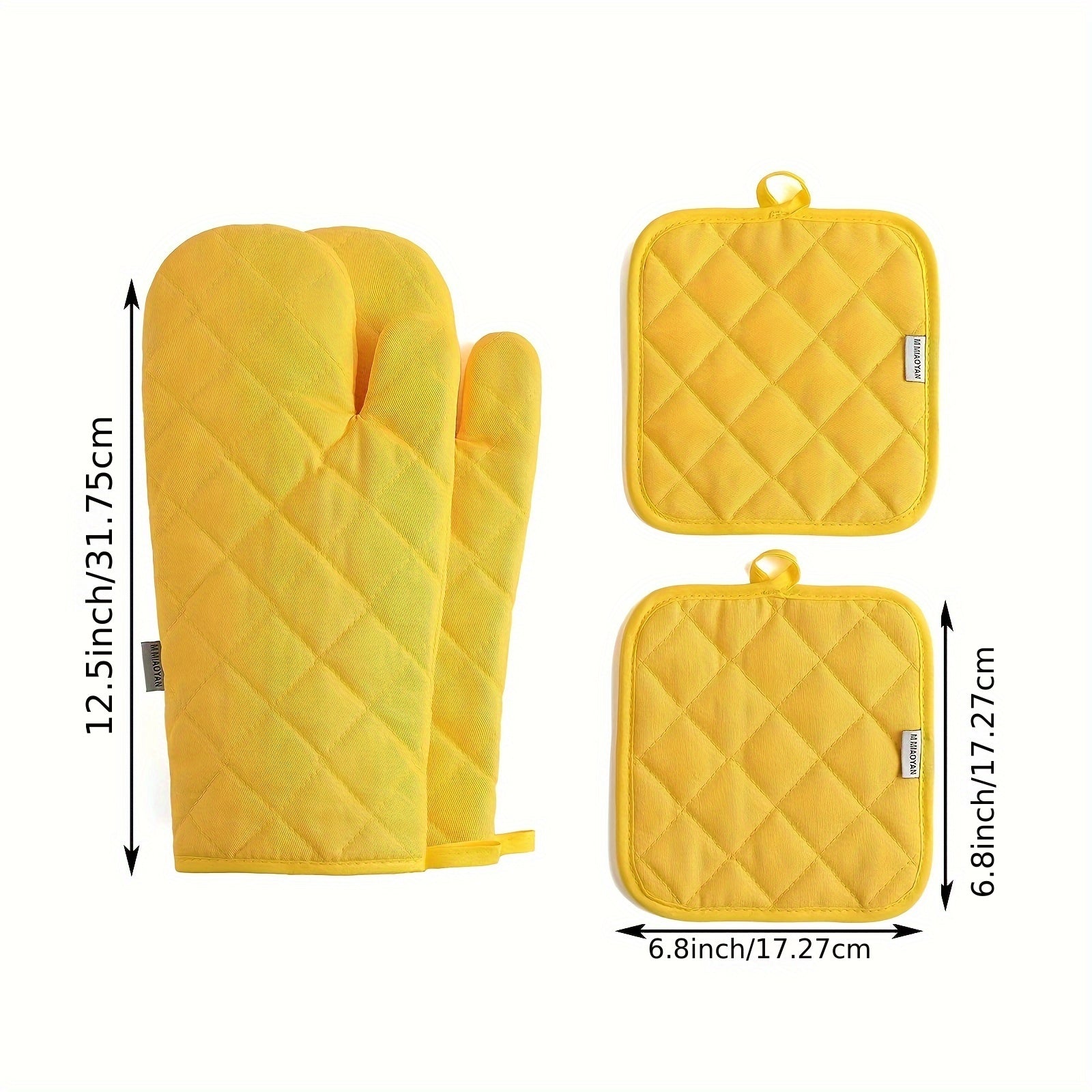 4-Piece Heat-Resistant Oven Mitts & Pot Holders Set (13")