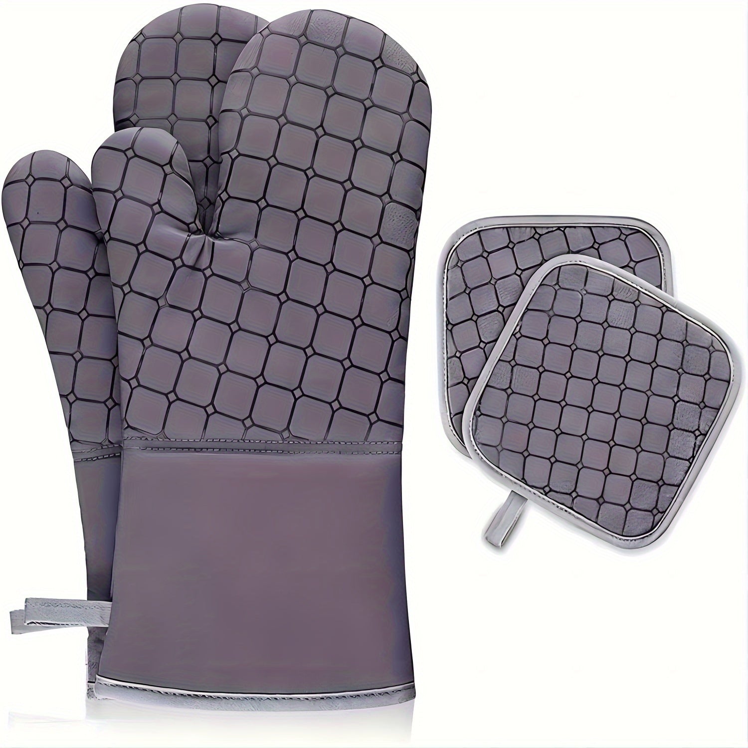 4-Piece Oven Mitts & Pot Holders Set – Heat Resistant 500°F