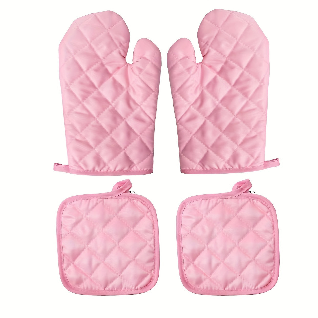 4-Piece Heat-Resistant Oven Mitts & Insulation Pads Set