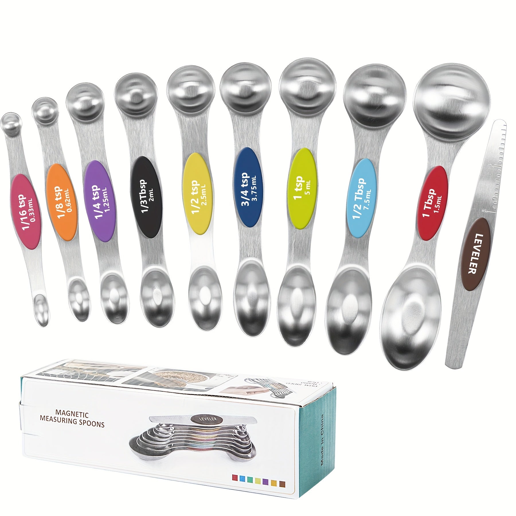 Colorful Measuring Cups & Stainless Steel Measuring Spoons Set