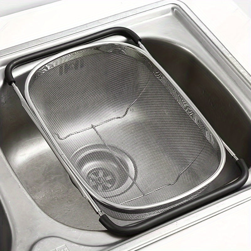 Stainless Steel Sink Colander & Adjustable Drain Basket