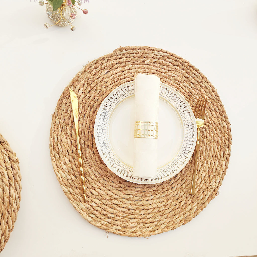 6-Pack Natural Woven Placemats – Rustic Cattail Grass Table Mats