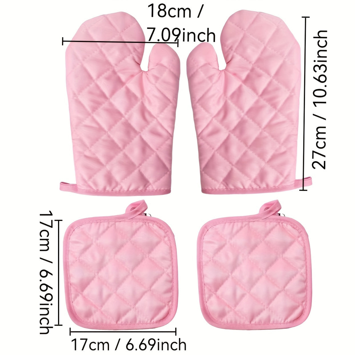 4-Piece Heat-Resistant Oven Mitts & Insulation Pads Set