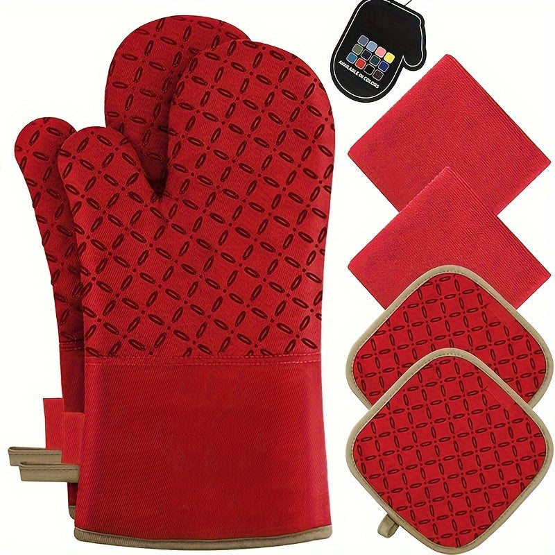 6-Piece Oven Mitts & Pot Holders Set – Heat Resistant Cooking Gloves