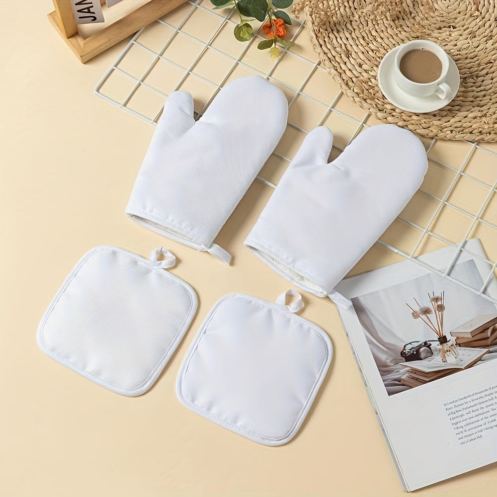 4-Piece Heat-Resistant Oven Mitts & Insulation Pads Set