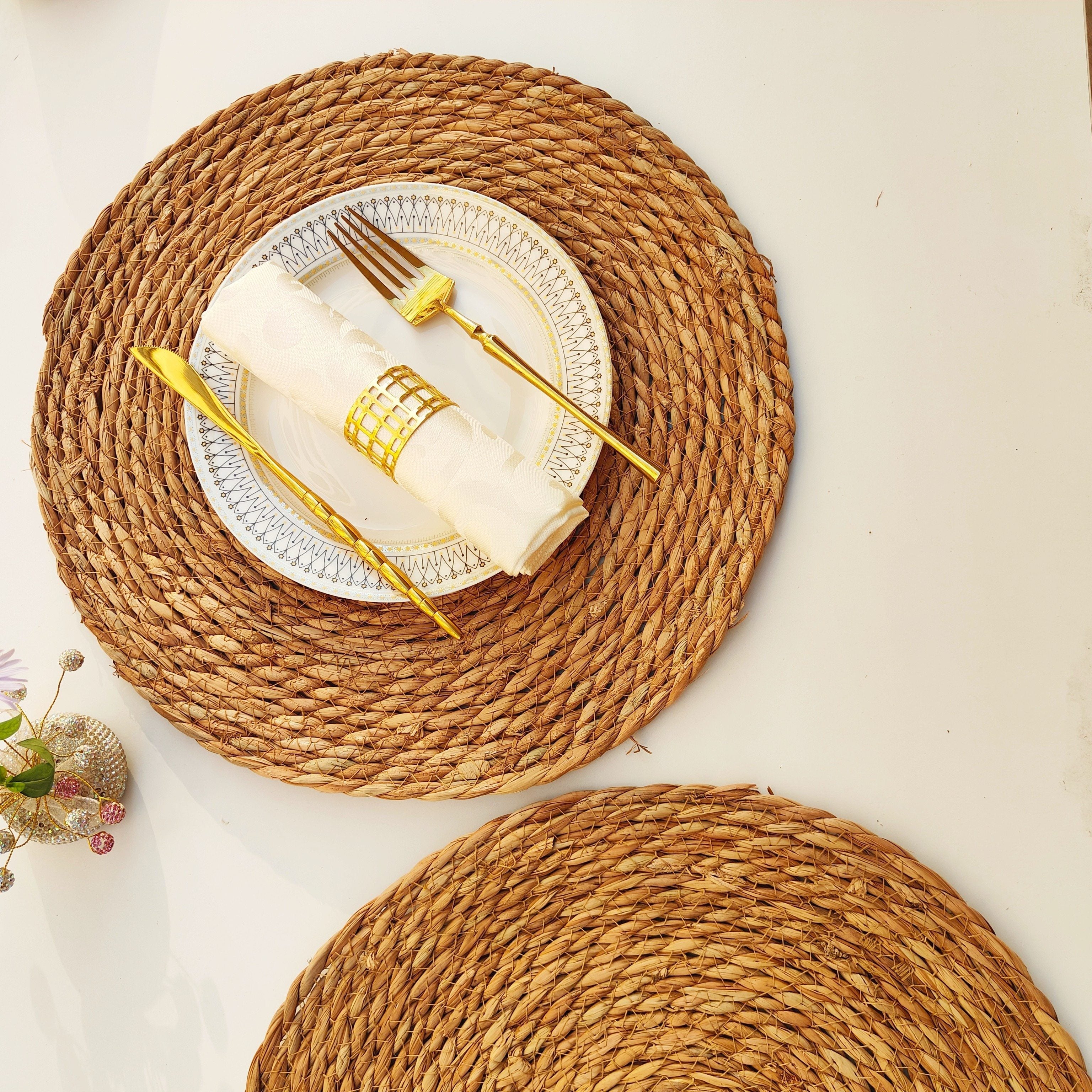 6-Pack Natural Woven Placemats – Rustic Cattail Grass Table Mats