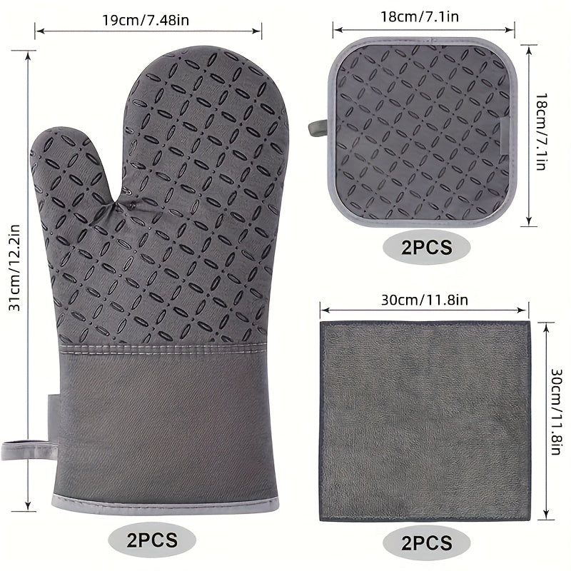 6-Piece Oven Mitts & Pot Holders Set – Heat Resistant Cooking Gloves